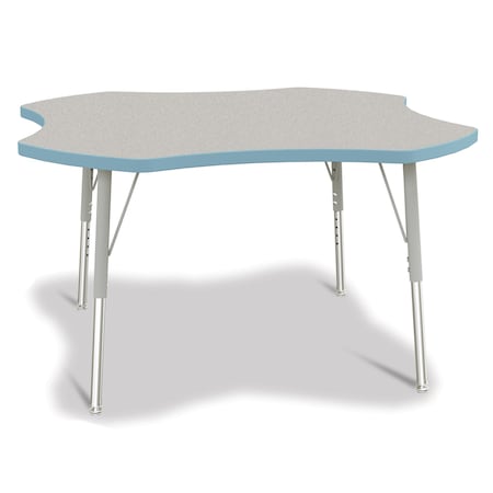 Jonti-Craft Berries Four Leaf Activity Table, E-height, Freckled Gray/Coastal Blue/Gray 6453JCE131